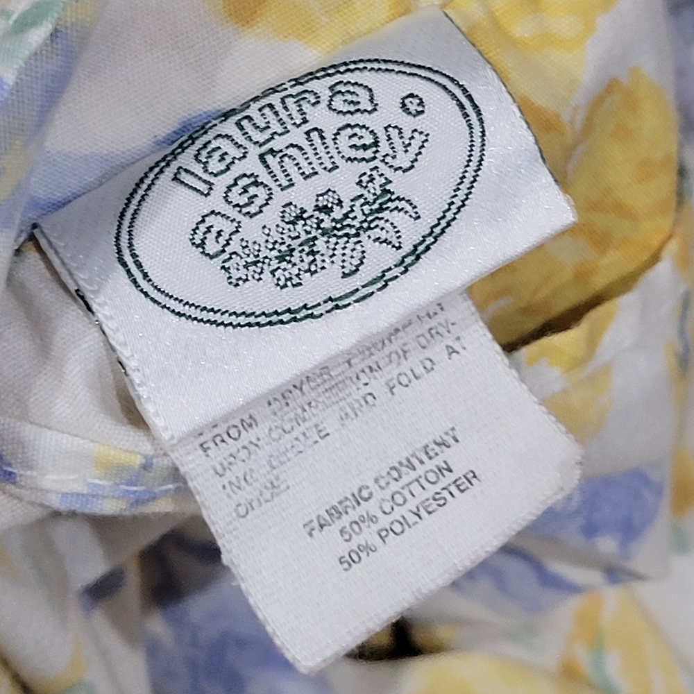 Laura Ashley Charlotte confetti yellow blue ruffled border pillow sham standard - Picture 11 of 12